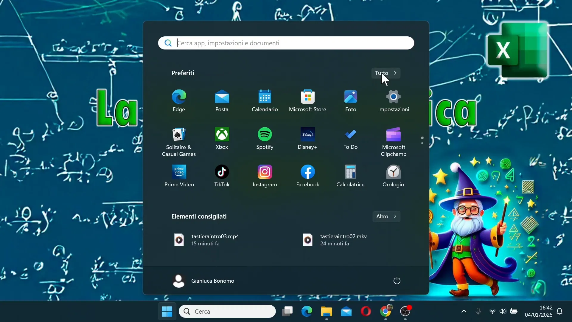 Aprire Excel tramite il pulsante Start di Windows