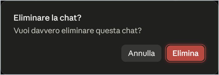 La conferma: Annulla oppure Elimina.