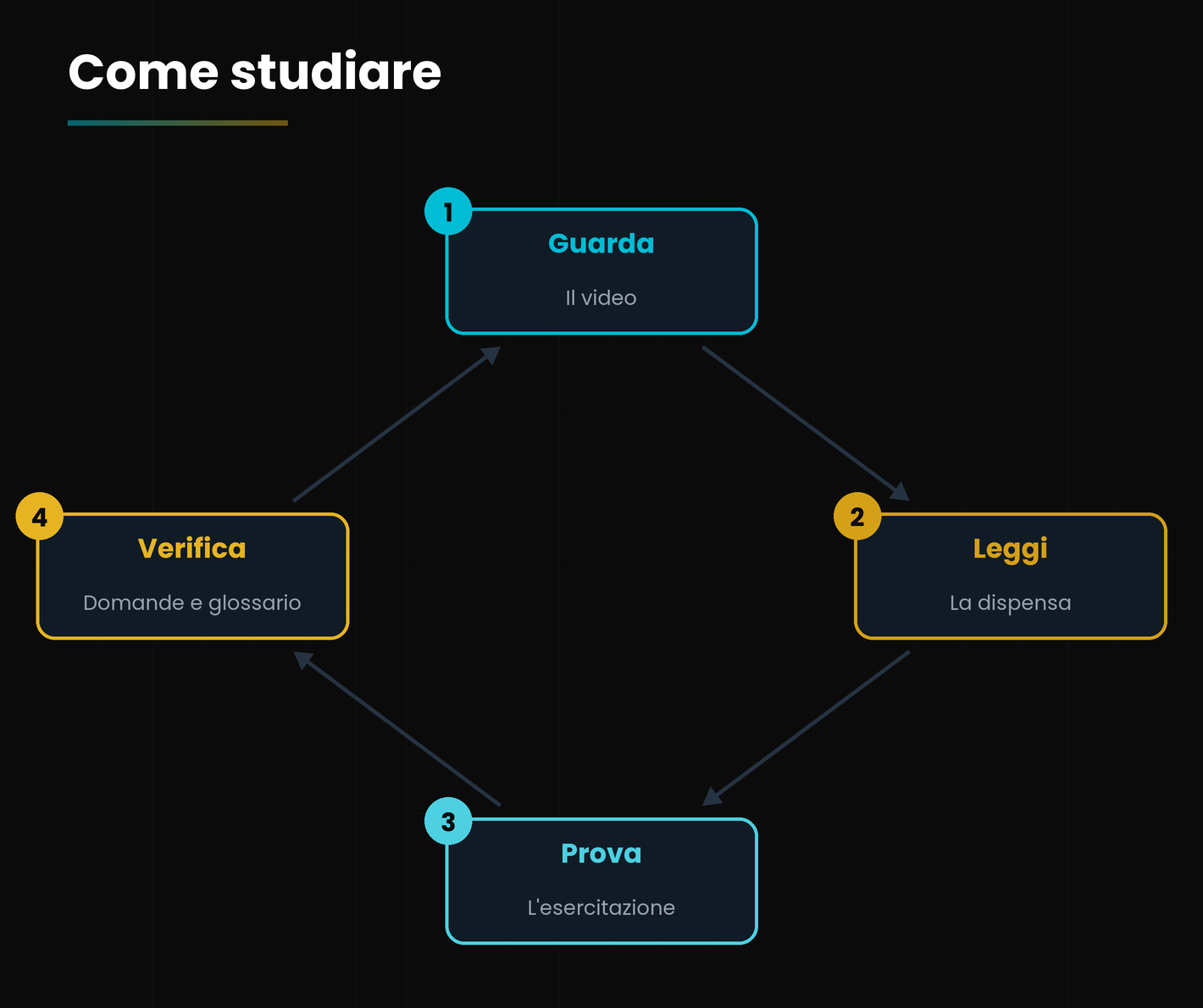 Il ciclo di studio di ogni lezione.