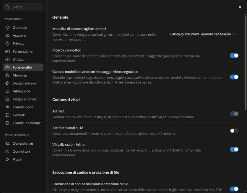 Settings, Features.