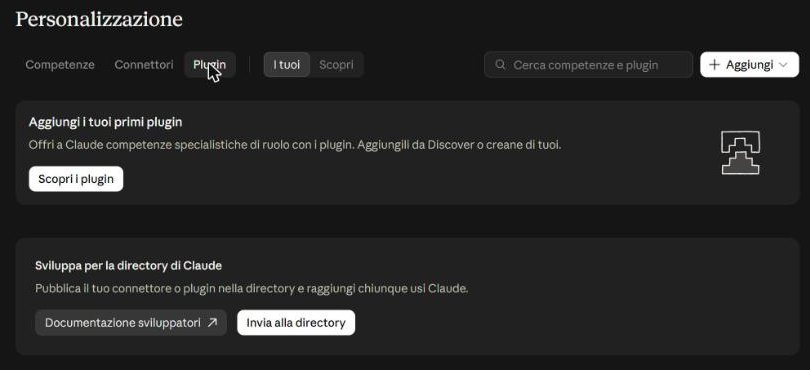 The Plugins tab.