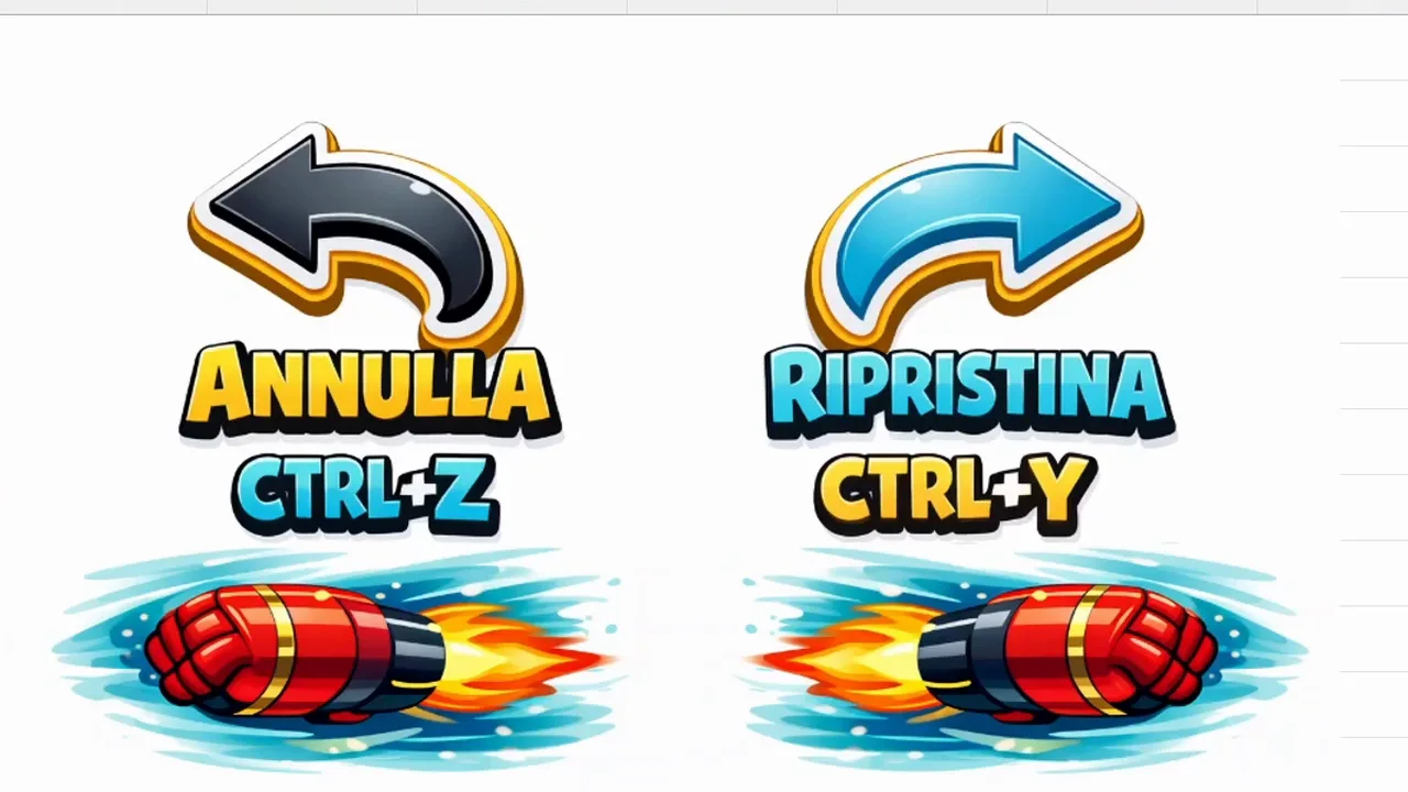 Illustrazione dei due comandi: Annulla con Ctrl+Z e Ripristina con Ctrl+Y