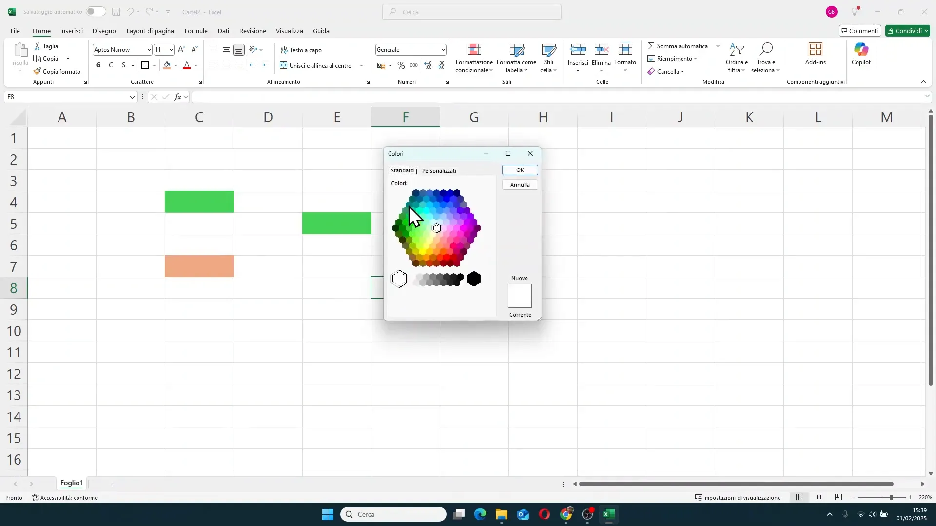 Palette colori personalizzati in Excel