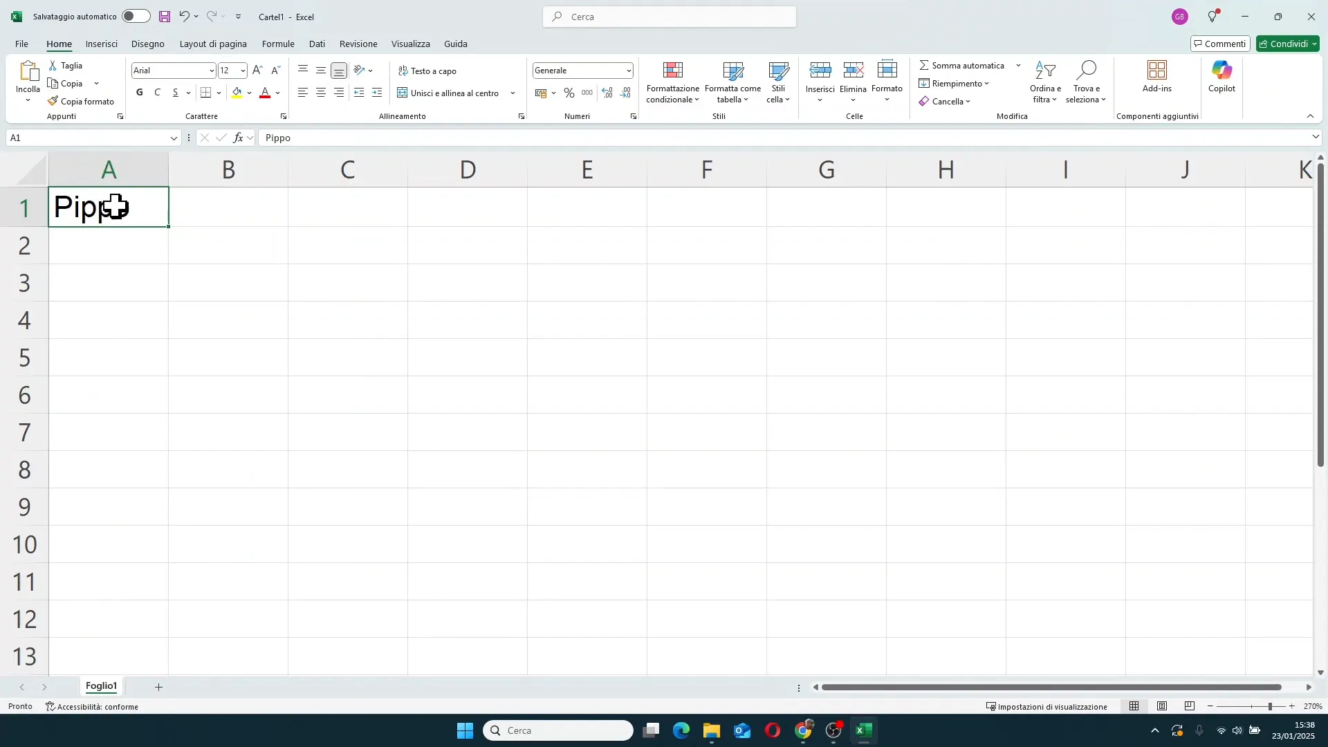 Applicazione di grassetto, corsivo e sottolineato in Excel