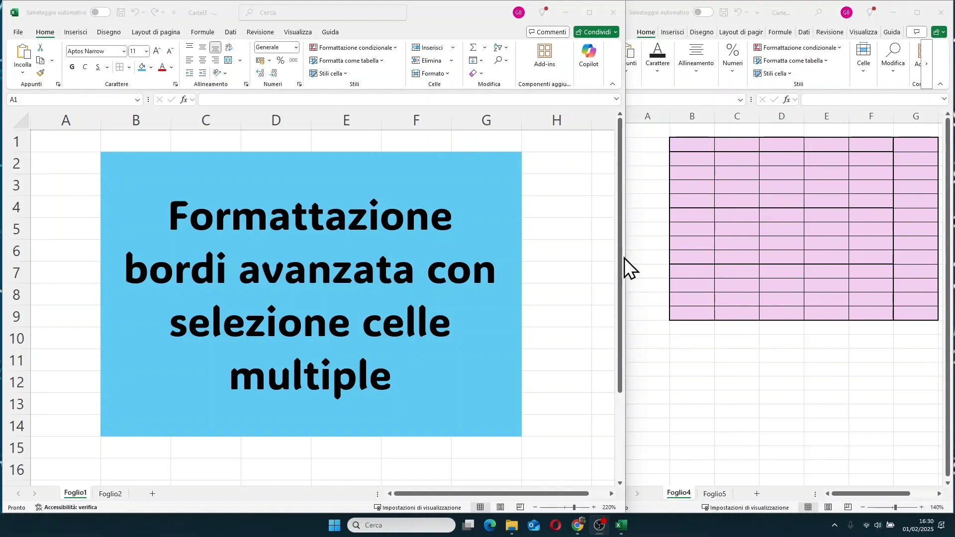 Esempio di selezione multipla di celle in Excel