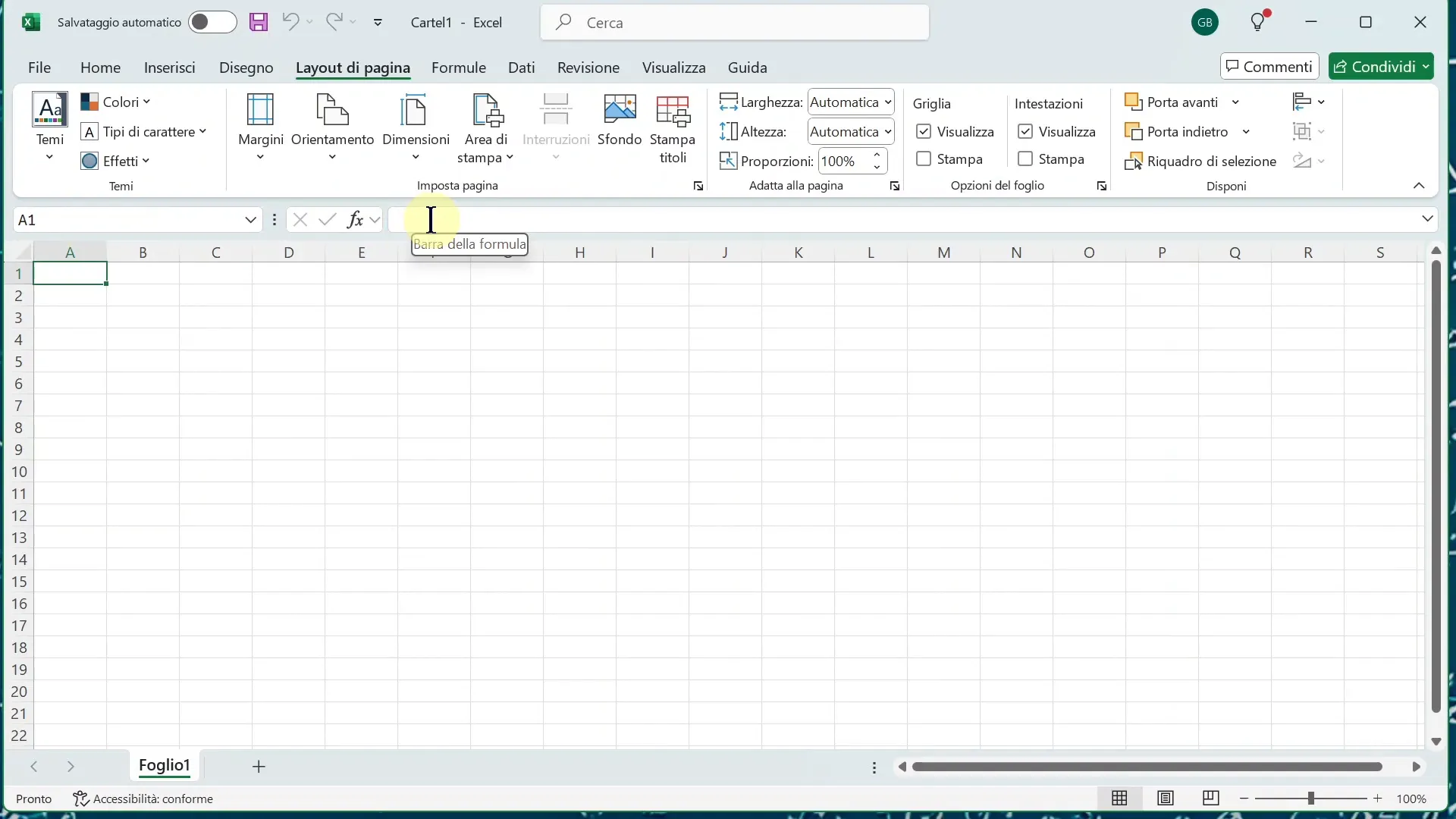 Casella del nome e barra della formula in Excel
