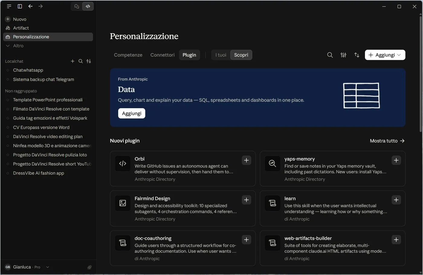 The plugin catalogue: bundles of skills and connectors.