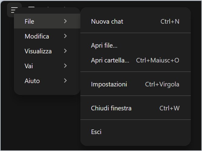 The File menu of the desktop app.