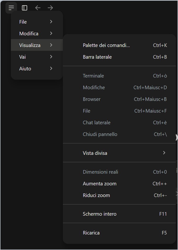 The View menu: command palette, panels, zoom.