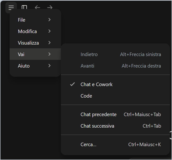 The Go menu: navigation, Chat and Code, search.