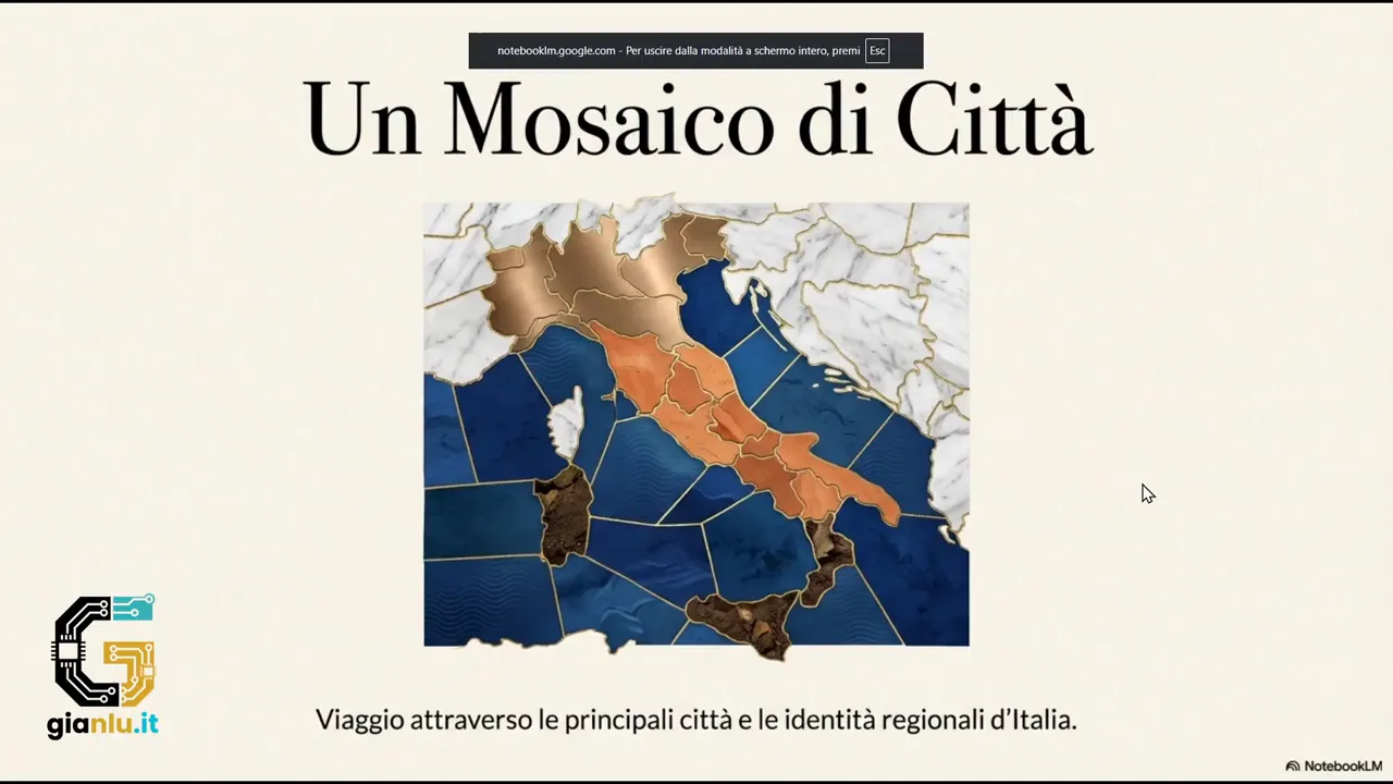 Presentazione con titolo Un Mosaico di Città e immagine illustrata in apertura